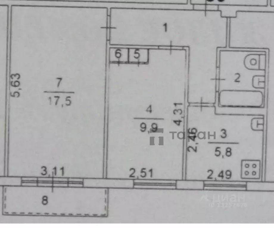 2-к кв. Челябинская область, Челябинск ул. Курчатова, 16 (43.1 м) - Фото 2