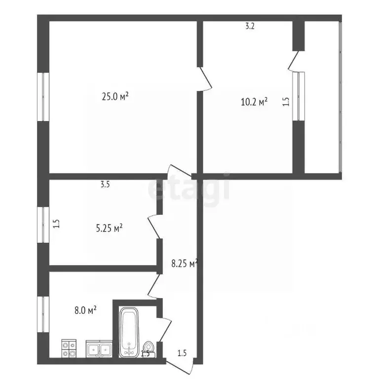 3-к кв. Крым, Феодосия ул. Анюнаса, 2 (60.2 м) - Фото 2