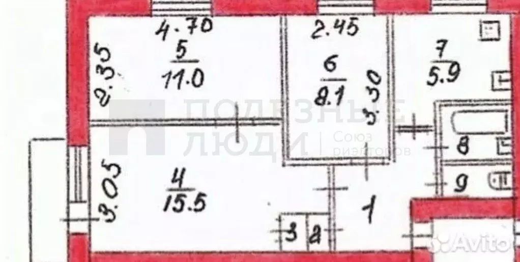 3-к кв. Новгородская область, Боровичи Московская ул., 32 (50.1 м) - Фото 2