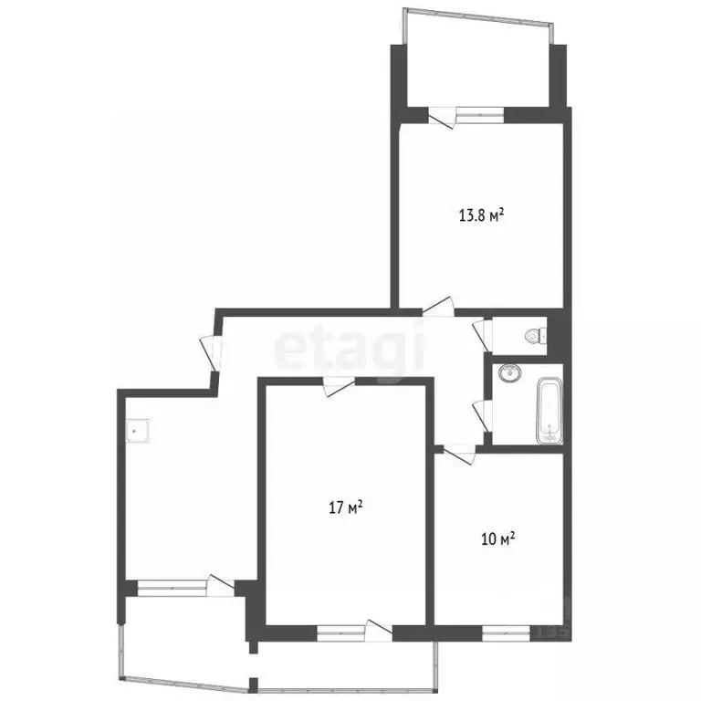 3-к кв. Челябинская область, Озерск Заозерный мкр, 6/3 (65.0 м) - Фото 1