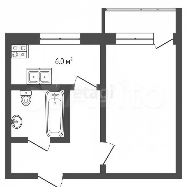 1-к. квартира, 28,1 м, 5/5 эт. - Фото 0