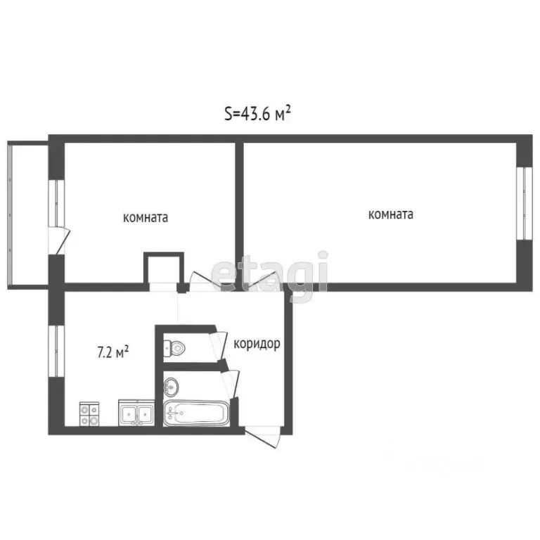 2-к кв. Коми, Усинск ул. Строителей, 3А (44.2 м) - Фото 1