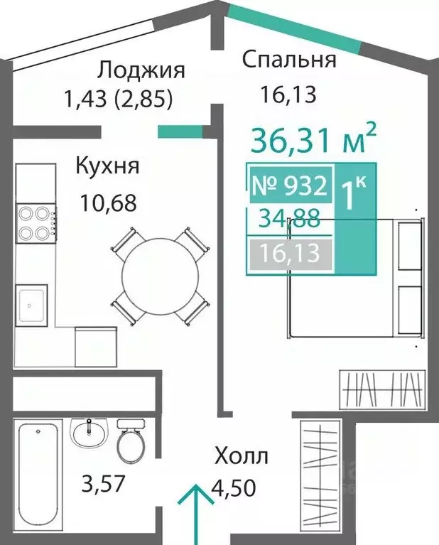 1-к кв. Крым, Симферополь Крымская роза мкр,  (36.31 м) - Фото 0