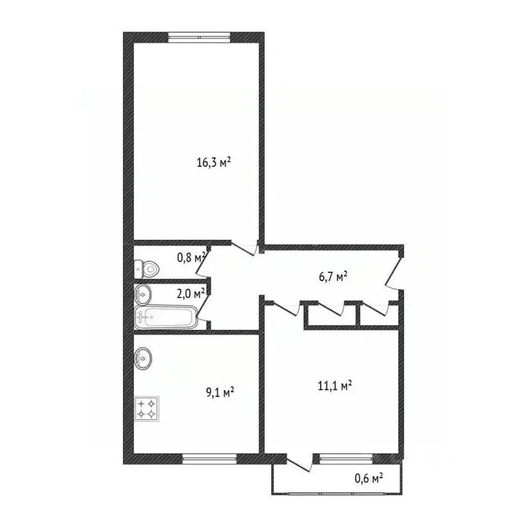 2-к кв. Брянская область, Брянск ул. Гоголя, 12 (46.8 м) - Фото 1