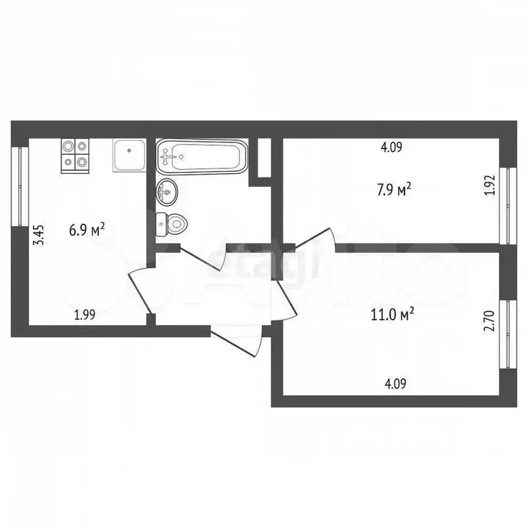 2-к. квартира, 32 м, 3/4 эт. - Фото 0