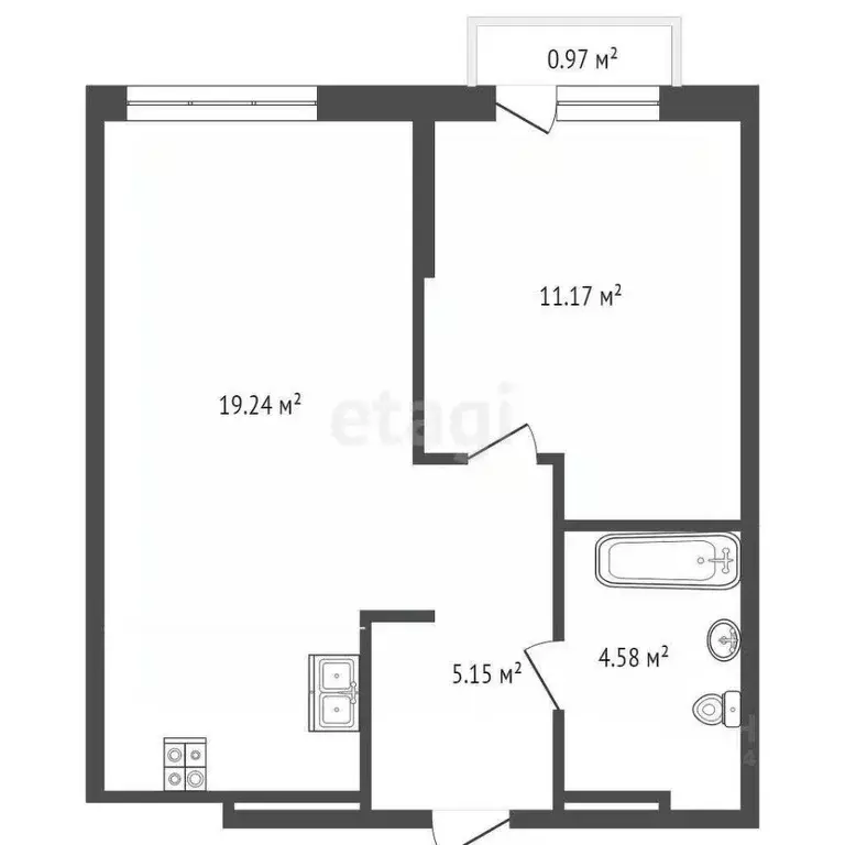 2-к кв. Тюменская область, Тюмень Харьковская ул., 72Б (40.0 м) - Фото 1