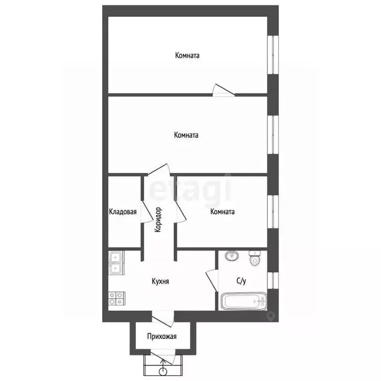 3-к кв. Московская область, Клин Самодеятельная ул., 18 (57.5 м) - Фото 2