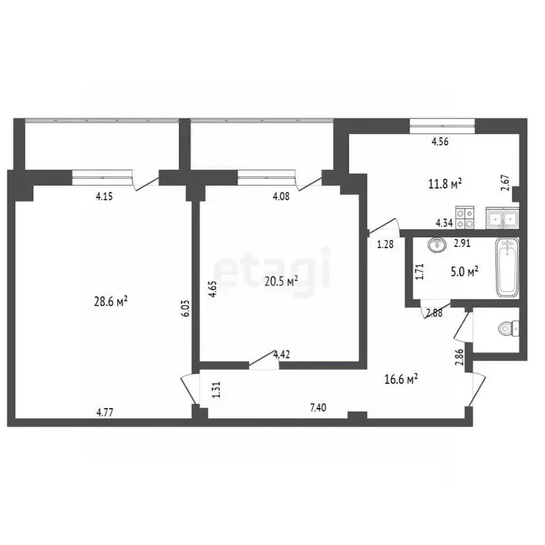 2-к кв. Ямало-Ненецкий АО, Ноябрьск ул. Изыскателей, 17 (84.2 м) - Фото 2