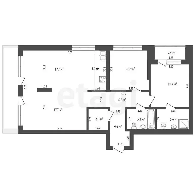 2-комнатная квартира: Тюмень, улица Василия Подшибякина, 9 (86.1 м) - Фото 1
