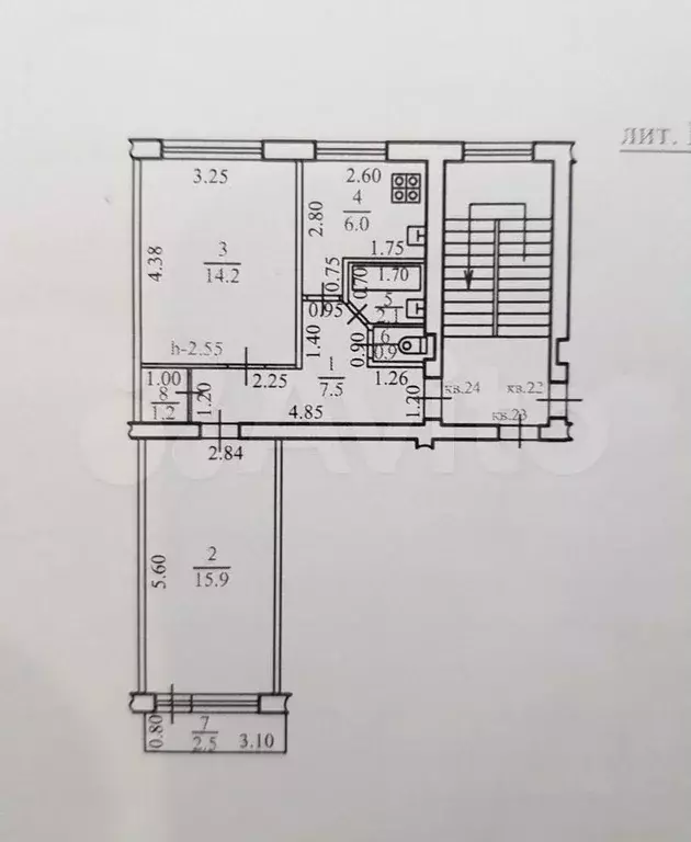 2-к. квартира, 47,8 м, 3/5 эт. - Фото 0