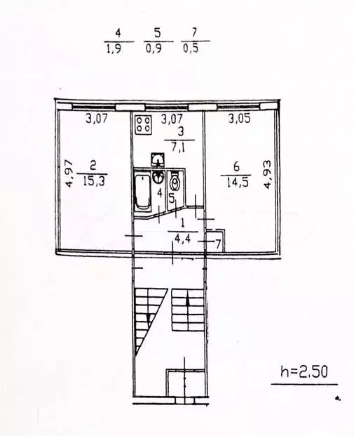 2-к. квартира, 44,6 м, 1/5 эт. - Фото 1