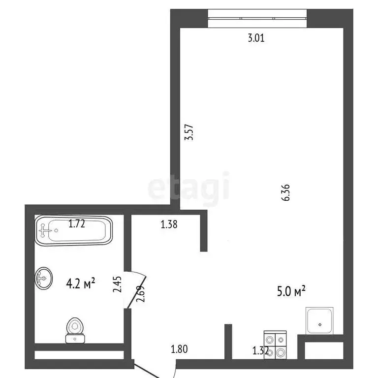 Квартира-студия: Тюмень, улица Первооткрывателей, 10 (24.4 м) - Фото 1