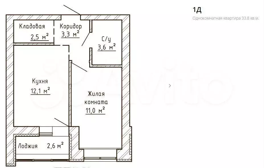 1-к. квартира, 35,1 м, 8/9 эт. - Фото 1