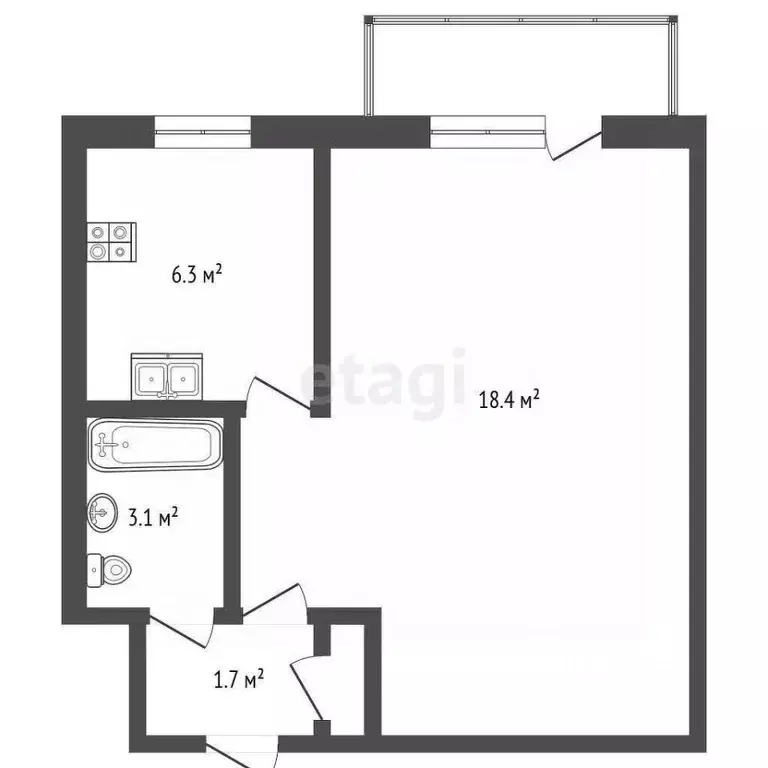 1-к кв. Севастополь ул. Ивана Голубца, 40 (31.0 м) - Фото 1