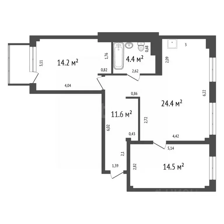 2-к кв. Красноярский край, Красноярск ул. Робеспьера, 32 (66.3 м) - Фото 2