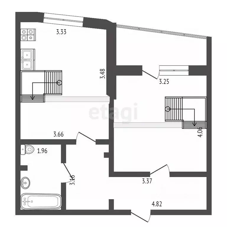 2-к кв. Тюменская область, Тюмень ул. Федюнинского, 60к2 (50.3 м) - Фото 1