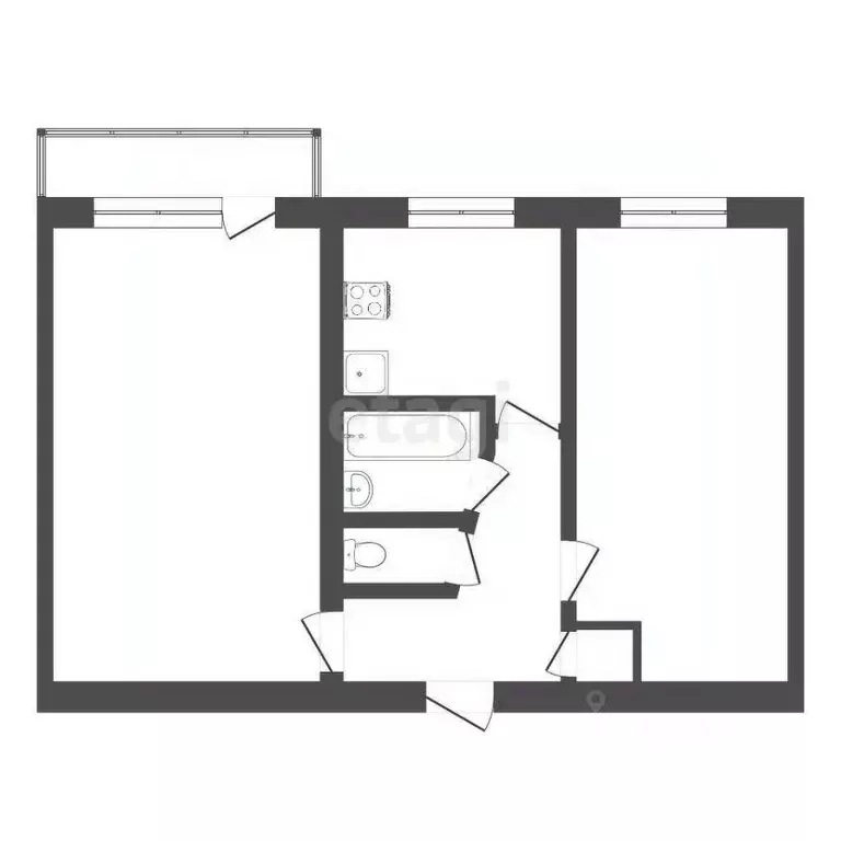 2-к кв. Кемеровская область, Новокузнецк просп. Дружбы, 53 (45.8 м) - Фото 2