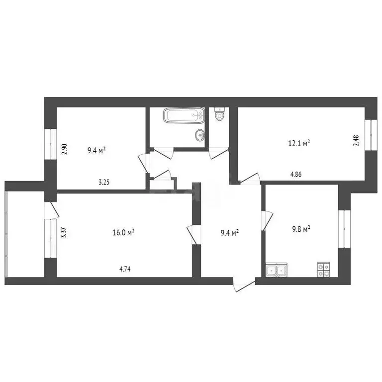 3-комнатная квартира: Вологда, улица Чкалова, 1А (64.2 м) - Фото 1