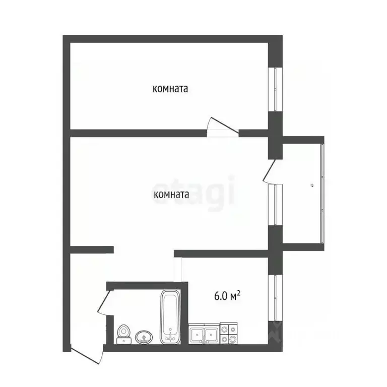 2-к кв. Тюменская область, Тюмень проезд Геологоразведчиков, 40 (44.7 ... - Фото 2