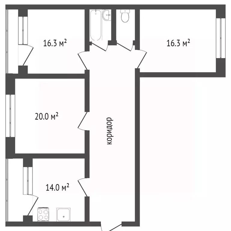 3-к кв. Воронежская область, Воронеж бул. Олимпийский, 14 (86.4 м) - Фото 2