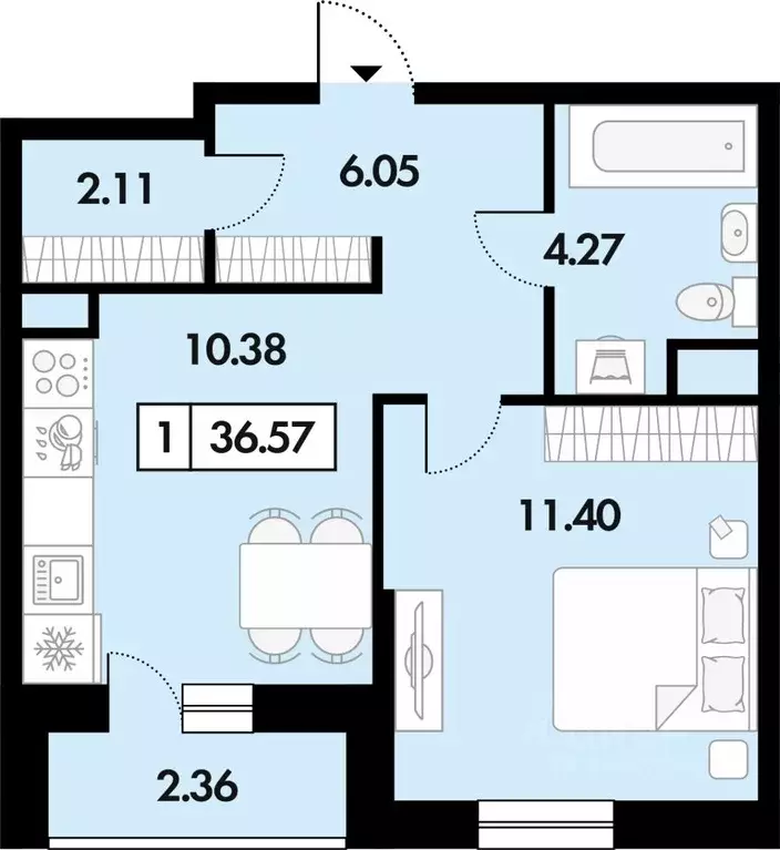 1-к кв. Рязанская область, Рязанский муниципальный округ, с. Дядьково ... - Фото 1