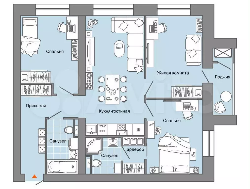 3-к. квартира, 81 м, 4/8 эт. - Фото 0