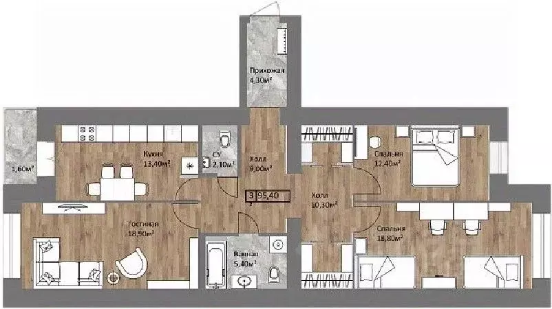 3-к кв. Ярославская область, Ярославль ул. Старая Костромская, 6 (94.7 ... - Фото 1