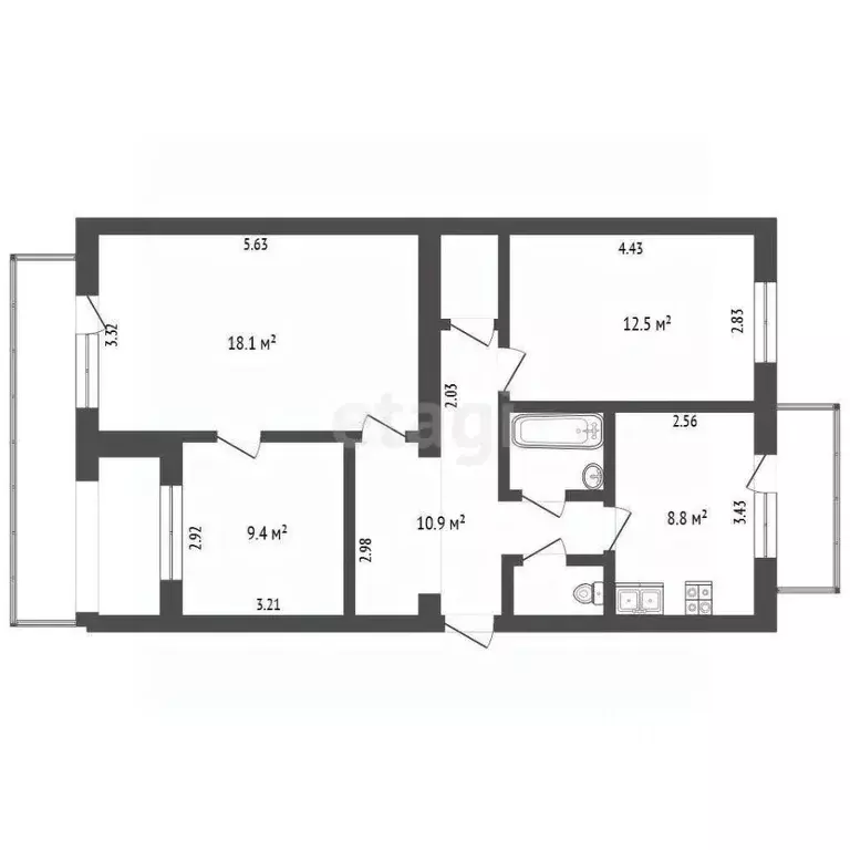 3-к кв. Крым, Бахчисарайский район, с. Вилино ул. Ленина, 50А (65.7 м) - Фото 1