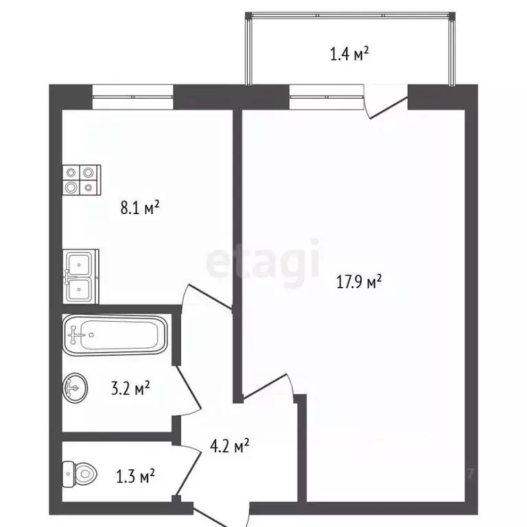 1-к кв. Воронежская область, Борисоглебск Северный мкр, 45 (36.0 м) - Фото 1