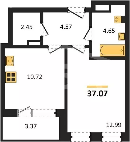 1-комнатная квартира: Воронеж, Ленинградская улица, 29Б (37.07 м) - Фото 0