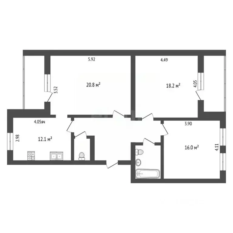 3-к кв. Вологодская область, Вологда просп. Победы, 97 (86.1 м) - Фото 1