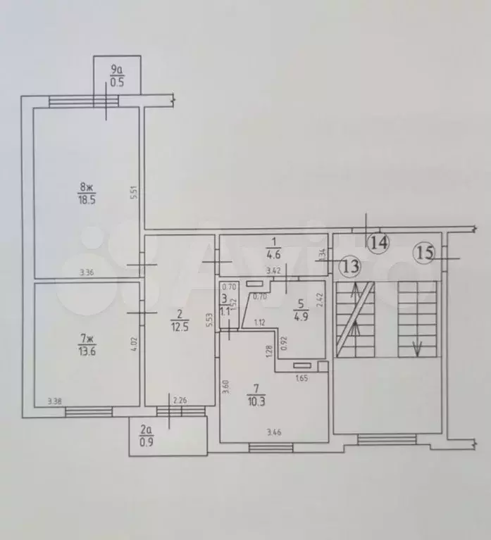 2-к. квартира, 65,5 м, 5/5 эт. - Фото 0