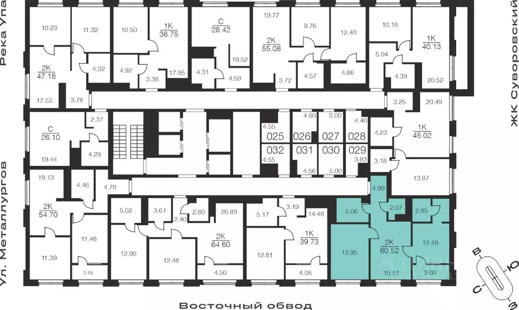2-к кв. Тульская область, Тула ул. Академика Насоновой, 18А (60.52 м) - Фото 2