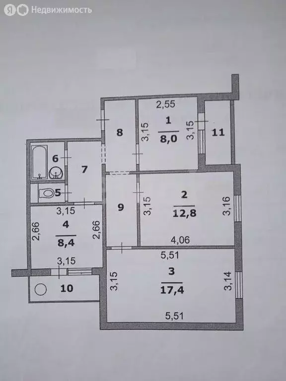 3-комнатная квартира: Белгород, улица Есенина, 48 (63 м) - Фото 1