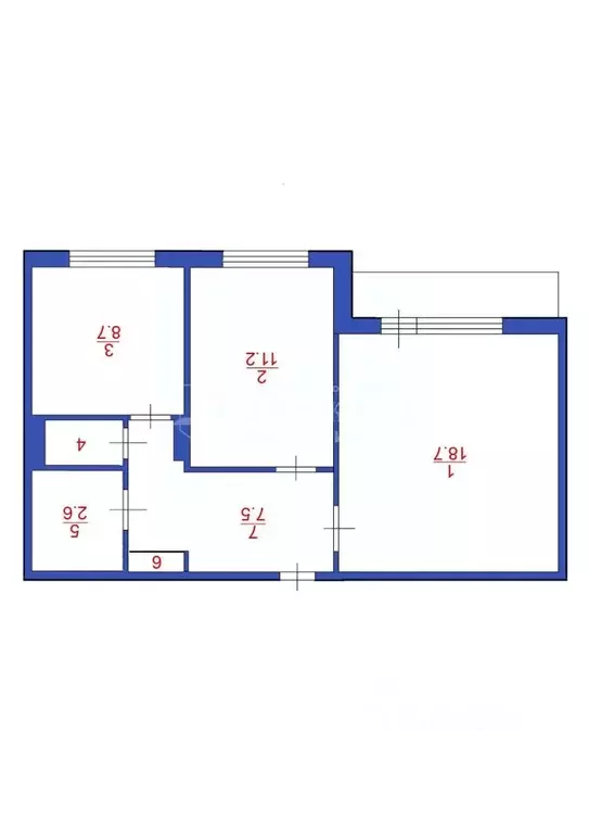 2-к кв. Кемеровская область, Междуреченск ул. Пушкина, 38 (56.6 м) - Фото 1