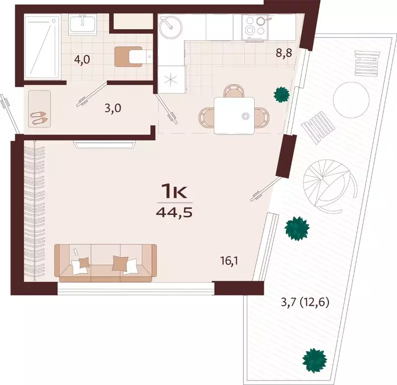 1-к кв. Крым, Ялта ул. Спендиарова, 5 (44.5 м) - Фото 1