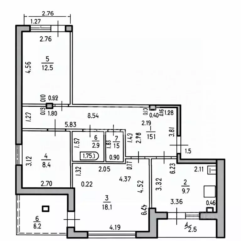 3-к кв. Башкортостан, Уфа ул. Юрия Гагарина, 1 (68.2 м) - Фото 2