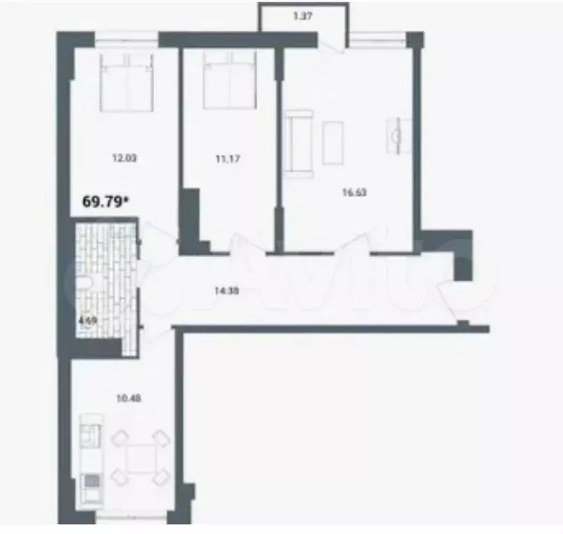 3-к. квартира, 85 м, 8/24 эт. - Фото 0