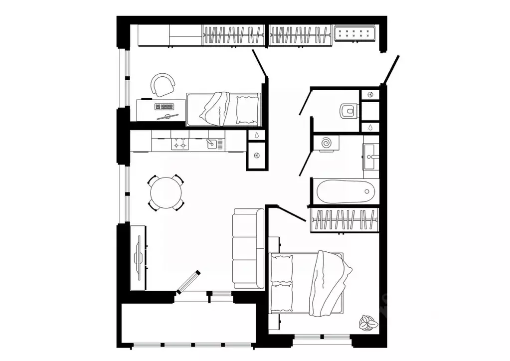 2-к кв. Тульская область, Тула ул. Седова, 26к3 (59.6 м) - Фото 0