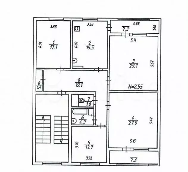 4-к. квартира, 130,7 м, 3/5 эт. - Фото 0