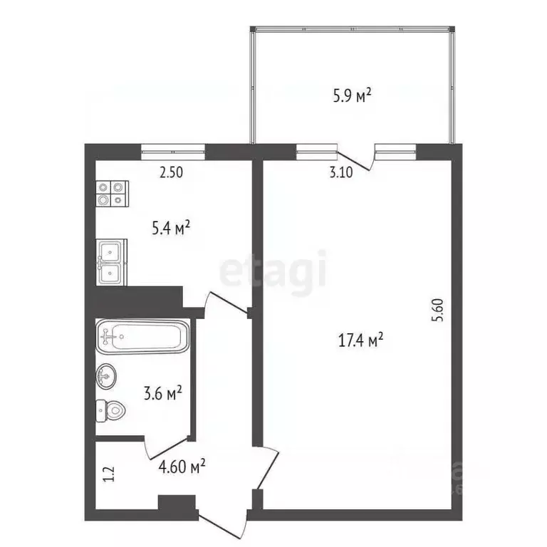 1-к кв. Крым, Ялта ул. Кривошты, 9 (36.3 м) - Фото 1