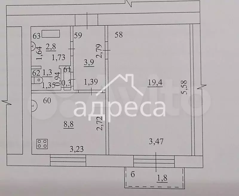 1-к. квартира, 36 м, 4/4 эт. - Фото 0