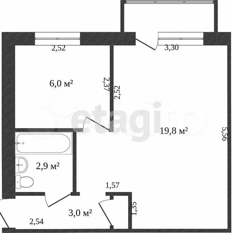 1-к. квартира, 32 м, 3/5 эт. - Фото 0