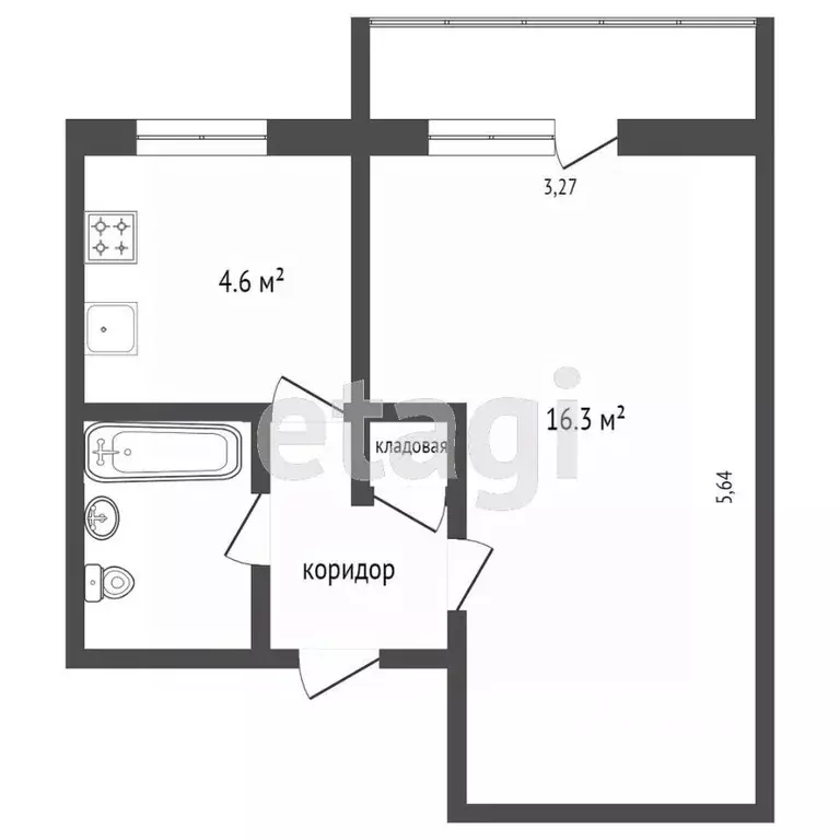 1-к кв. Крым, Симферополь ул. Ларионова (28.6 м) - Фото 1