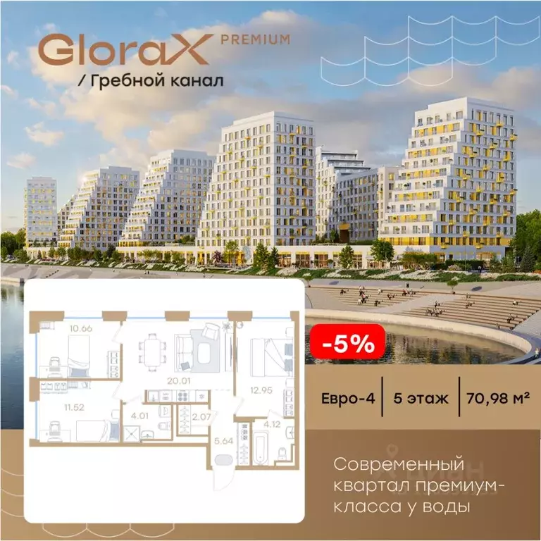 3-к кв. Нижегородская область, Нижний Новгород Глоракс Премиум Гребной ... - Фото 1