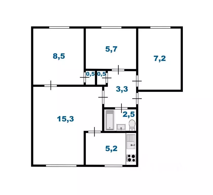 4-к кв. Санкт-Петербург ул. Зины Портновой, 6 (49.7 м) - Фото 1