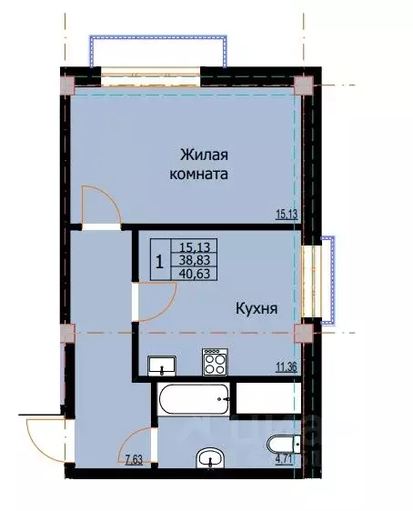 1-к кв. Ставропольский край, Ессентуки  (40.63 м) - Фото 0