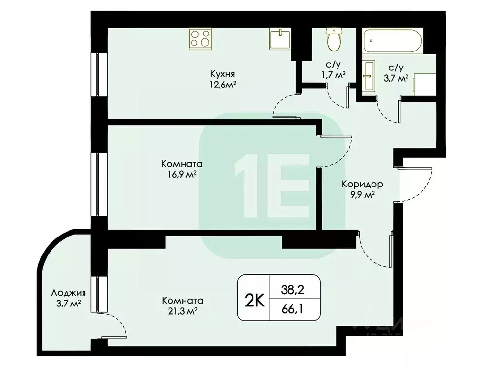 2-к кв. Новосибирская область, Новосибирск Сухарная ул., 96/3 (66.1 м) - Фото 1