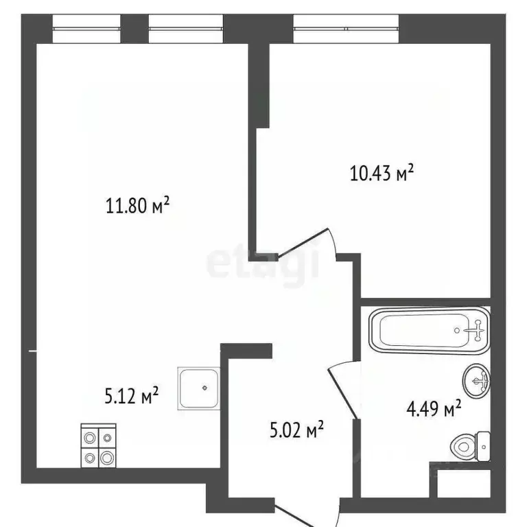 1-к кв. Тюменская область, Тюмень ул. Новоселов, 96 (37.0 м) - Фото 1