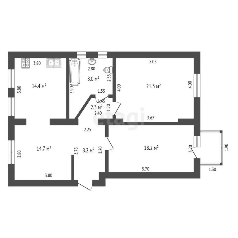 3-комнатная квартира: Мичуринск, улица Герасимова, 2 (87.1 м) - Фото 0